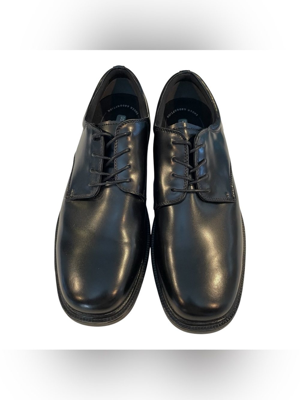 Nunn Bush Oxfords Men’s 11W Black Leather  Lace Up Shoes Non-Slip Plain Toe